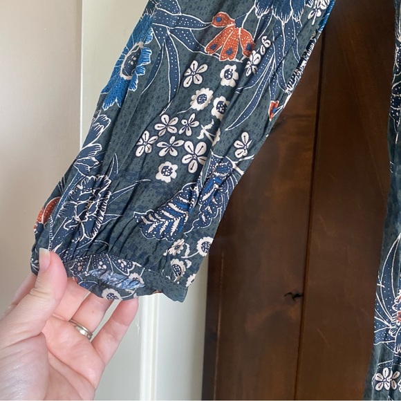 Zara Midi Dress Floral Retro 70s Print A Line Keyhole Back size Large 4043281 - Picture 6 of 10